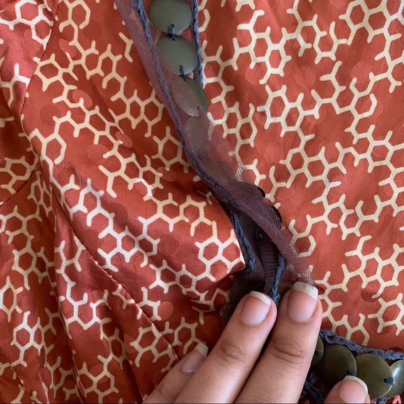 Corey Lynn Calter 100% Silk Embroidered Coin Tribal Far East Blouse Size 8 - Picture 6 of 9